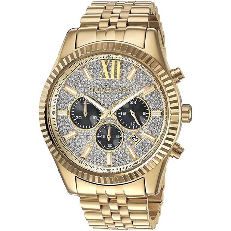 michael kors gold diamond watch men's|oversized lexington gold tone watch.